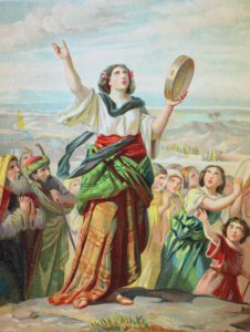Miriam, Mirjam, prophetess, older sister of Moses, chromolithograph from a home bible, 1870 is a drawing by Heinz Tschanz-Hofmann which was uploaded on December 14th, 2017.