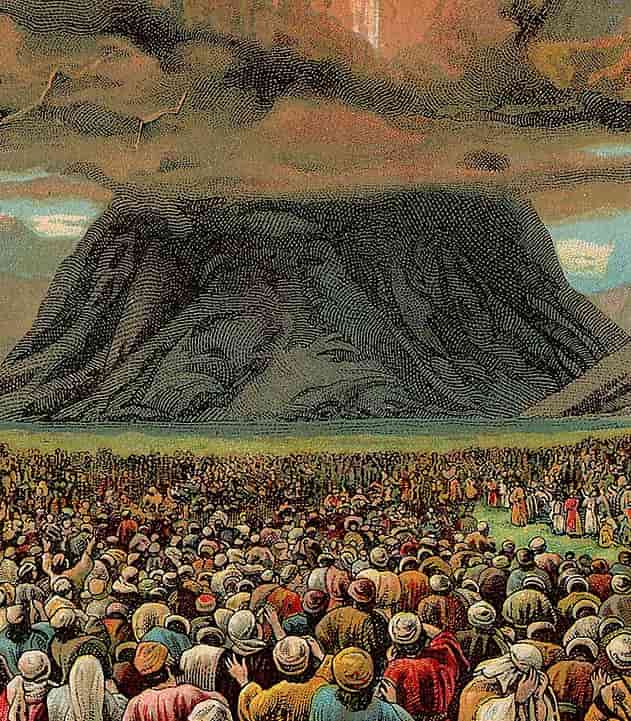 Parashat Yitro photo credit The Ten Commandments (illustration from a Bible card published 1907 by the Providence Lithograph Company)
