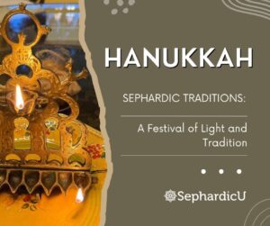 Sephardicu Hanukkah banner with Moroccan menorah