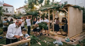 sephardi community building a sukkah
