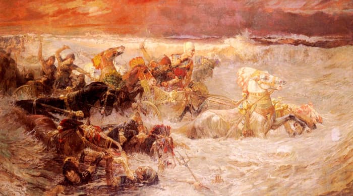 Pharaoh's Army Engulfed by the Red Sea (1900 painting by Frederick Arthur Bridgman)