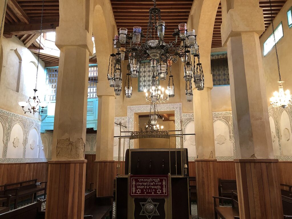 Restored Al Fassiyine Synagogue in Fez, Morocco, reflecting centuries of Jewish life and worship.