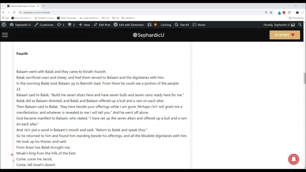 Parashat Balak – English reading