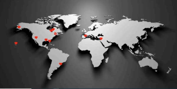 World maps of Sephardic U global outreach