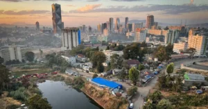 Ethiopia Addis Abeba, Ethiopia - 9 January 2023 Aerial overview of Addis
