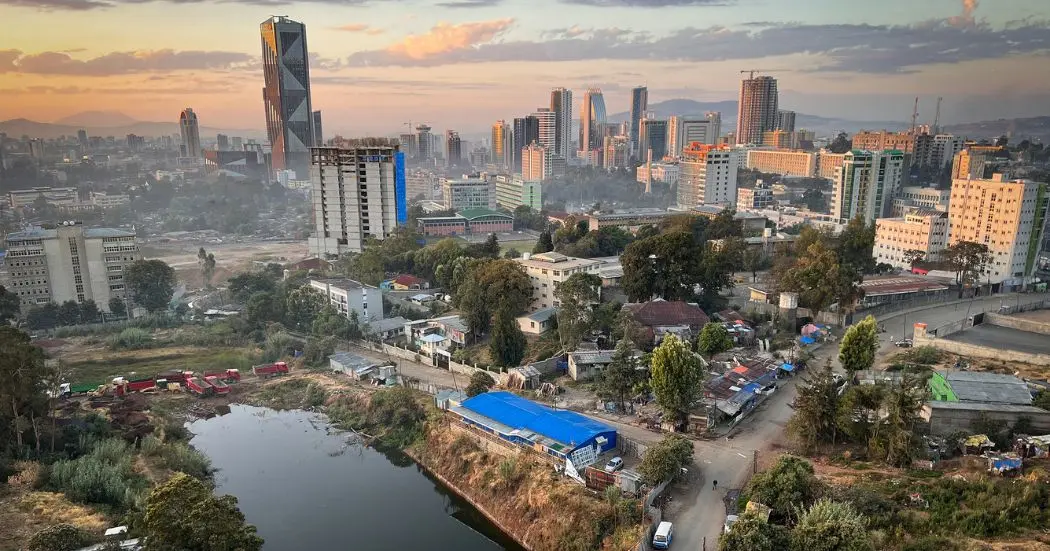 Ethiopia Addis Abeba, Ethiopia - 9 January 2023 Aerial overview of Addis