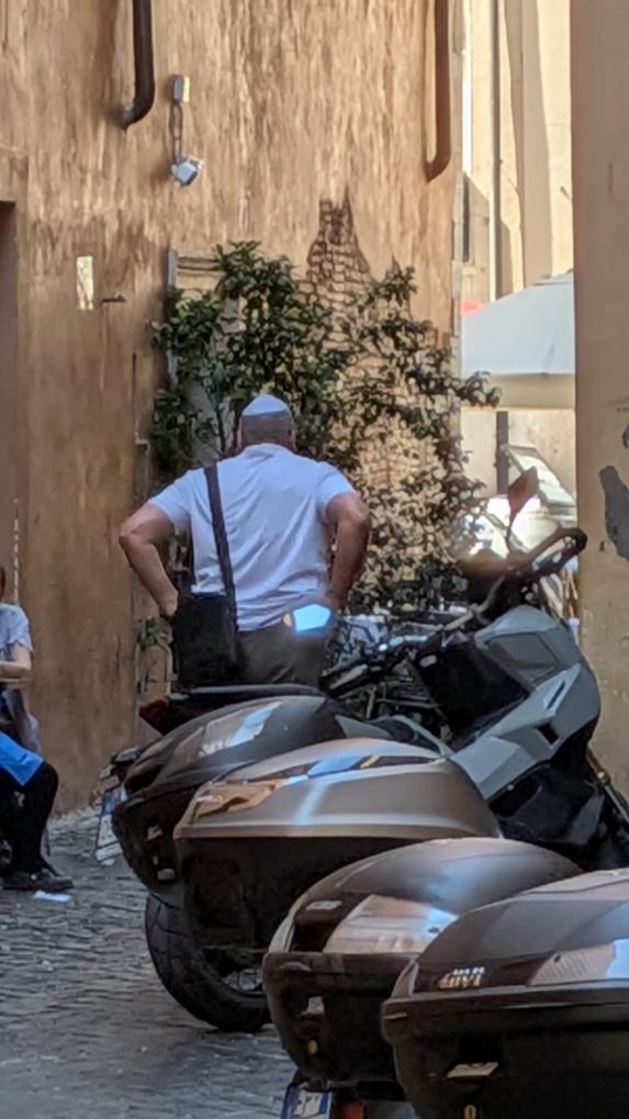 Jewish tourists visiting the Jewish Quarters in Rome Italy