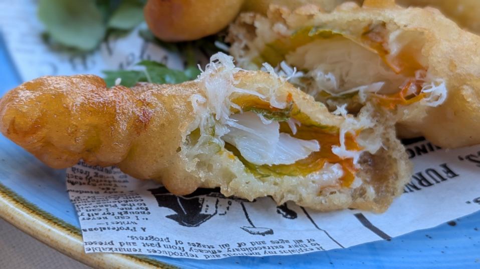 La Baghetto salted codfish stufffed squash flowers