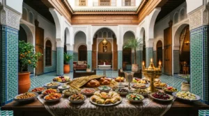 The Moroccan Jews shabbat table in a riad