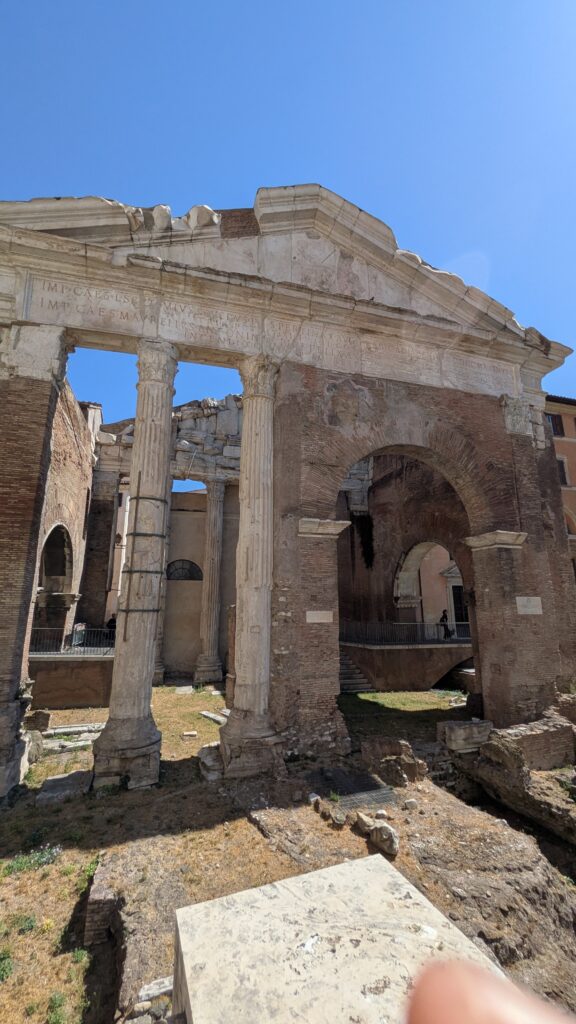 View of the Portico d'Ottavia in Rome