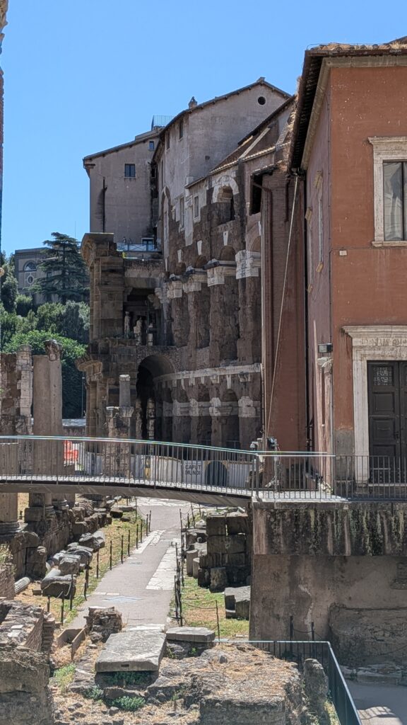 View of the Portico d'Ottavia in Rome Italy