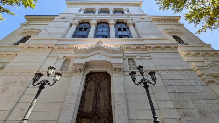 a view from the front of the Great Synagogue of Rome, Italy