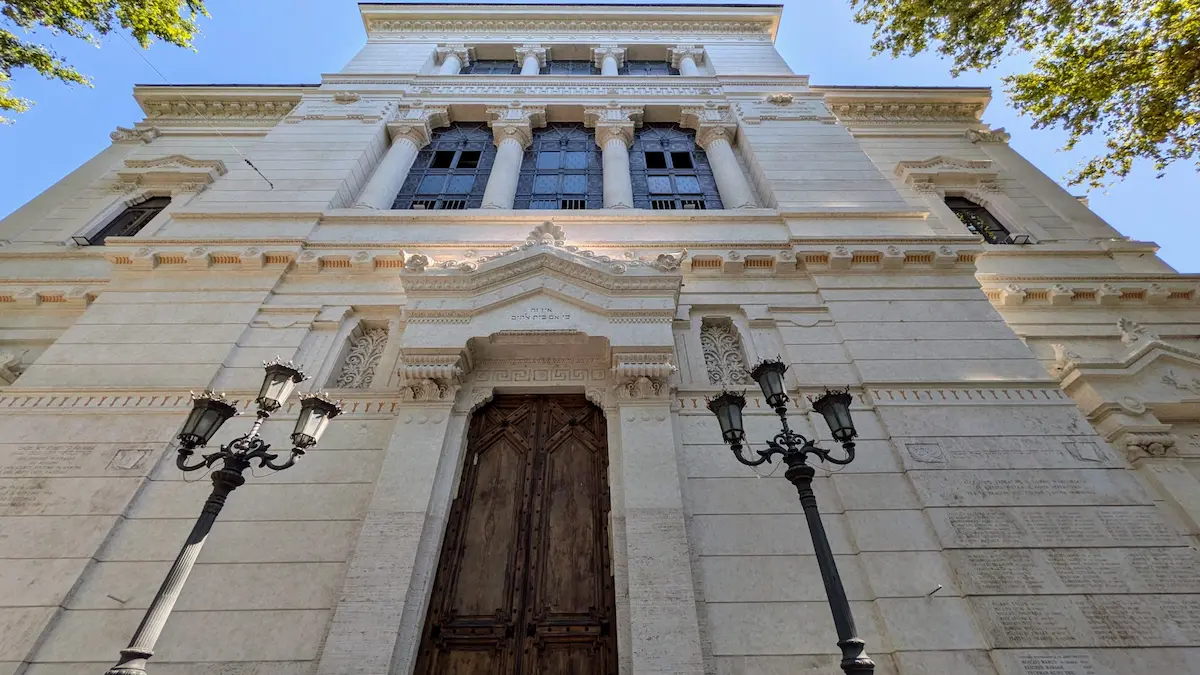 a view from the front of the Great Synagogue of Rome, Italy