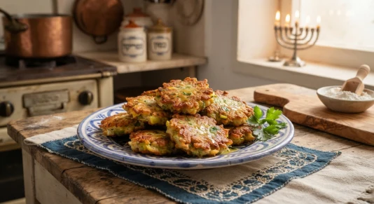 Freshly fried keftes de prasa leek patties