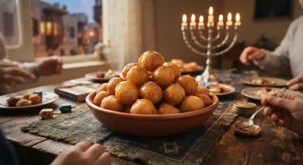 Egyptian zalabya fried dough pastries with honey