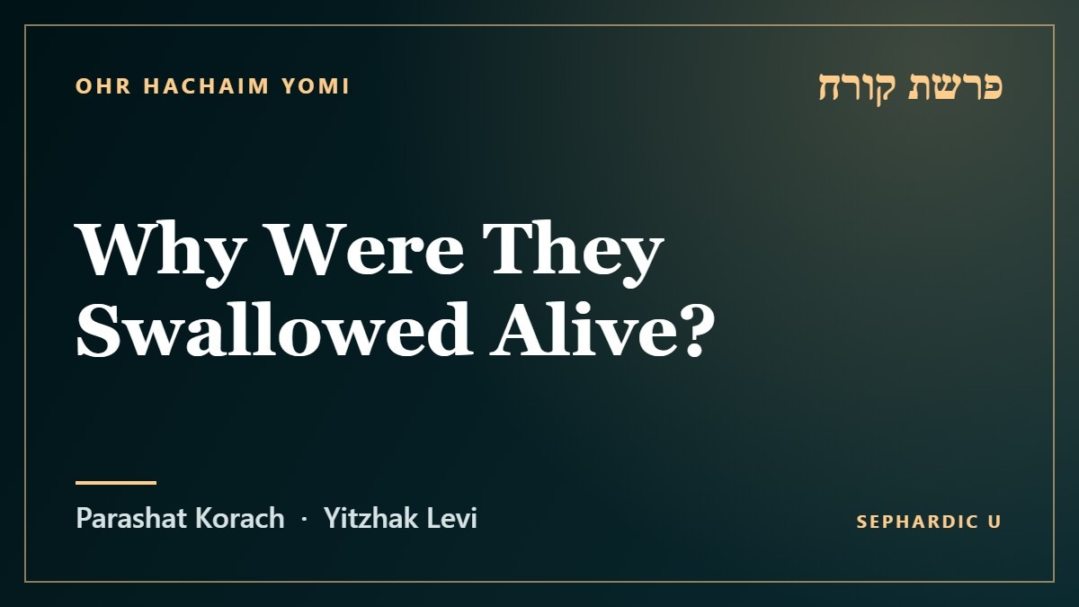 Title card: Parashat Korach: Why Were They Swallowed Alive? (Parashat Korach)