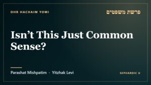 Title card: Parashat Mishpatim: Isn’t This Just Common Sense? (Parashat Mishpatim)
